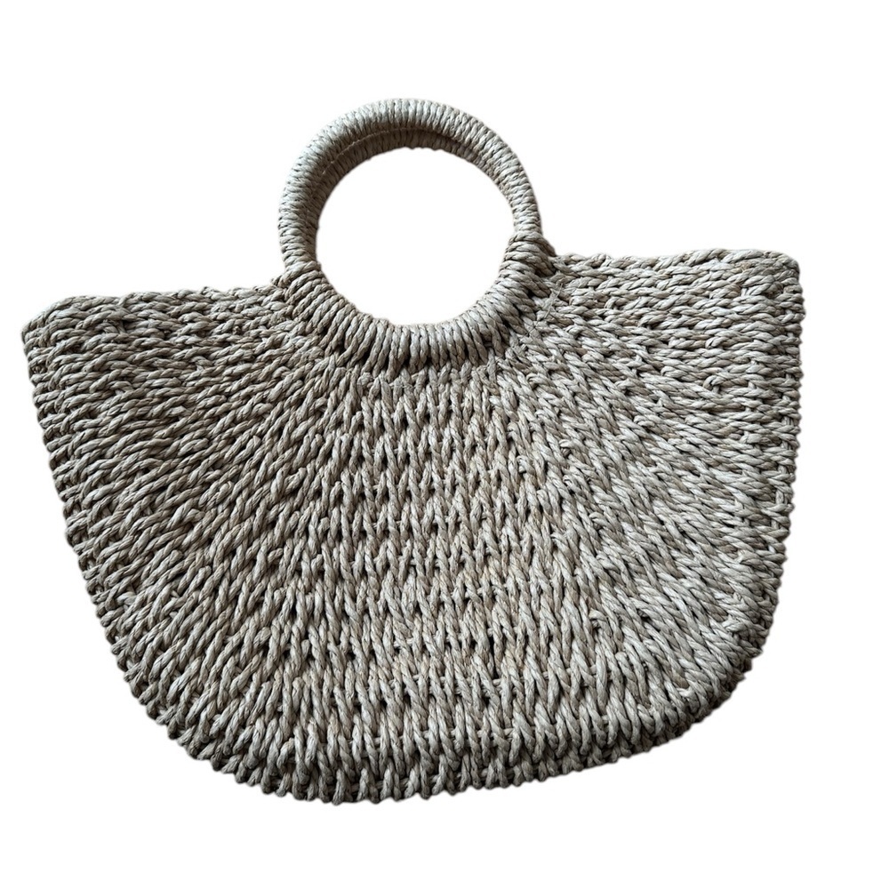 Summer Rattan Top Handle Bag